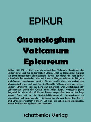 cover image of Gnomologium Vaticanum Epicureum